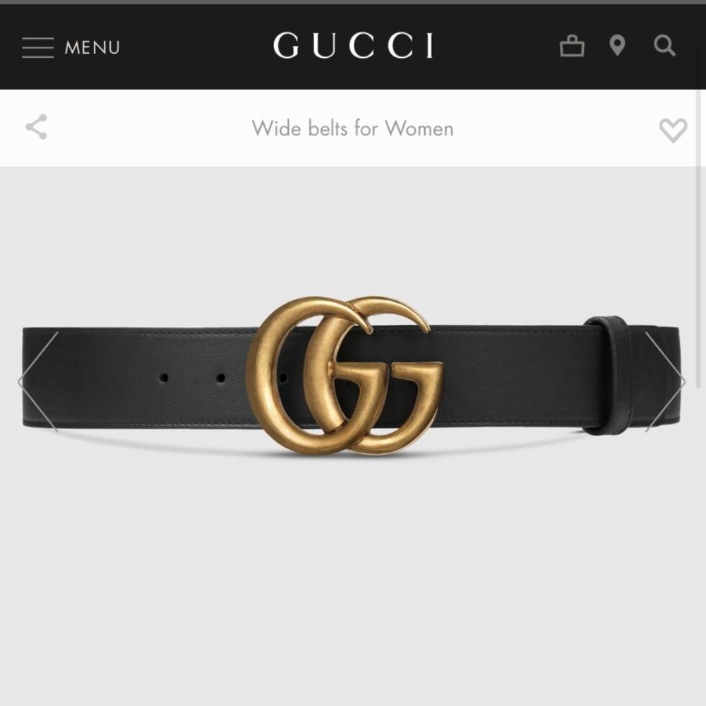 GG Marmont Belt with Shiny Gold Buckle - Size 75 (approx 0-2)